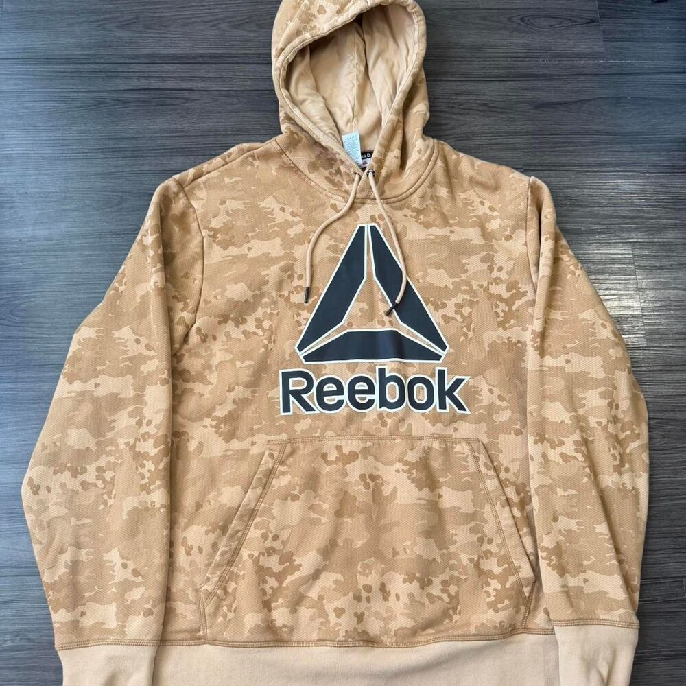 Reebok tan Desert camo hoodie AOP Center Print Size XL Men’s